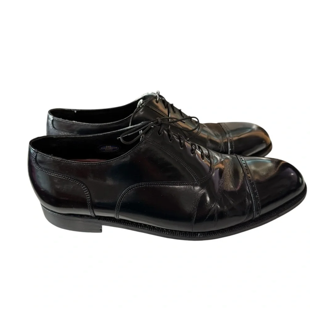 Florsheim size 10 to 10.5 Men’s Black Toe Cap Leather Lace up Shoes Made India